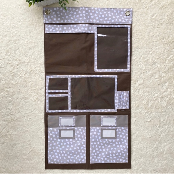 Thirty one taupe brown polka dot wall organizer